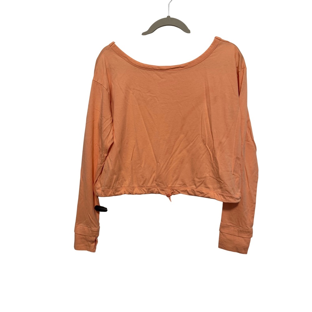 FLX Urban Commuter Peach Long Sleeve Cropped Top Thumbholes Drawstring Medium